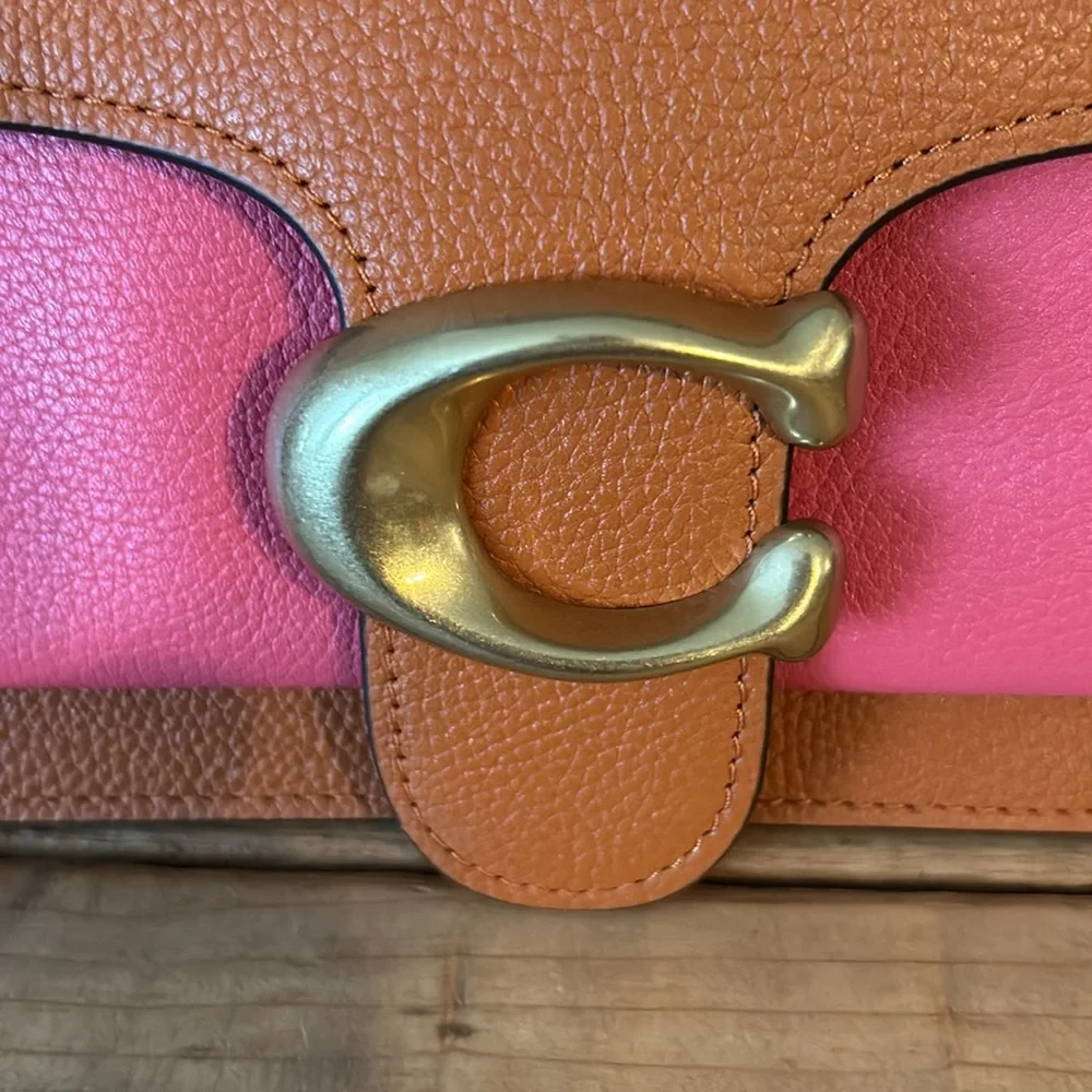 EUC: Coach Color Block Leather Crossbody with additional short strap & dust bag.